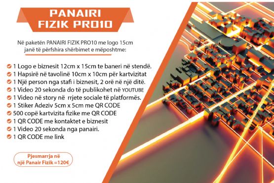 Paketa PANAIRI FIZIK PRO10 me logon e biznesit 20cm ne baner në stenden ...