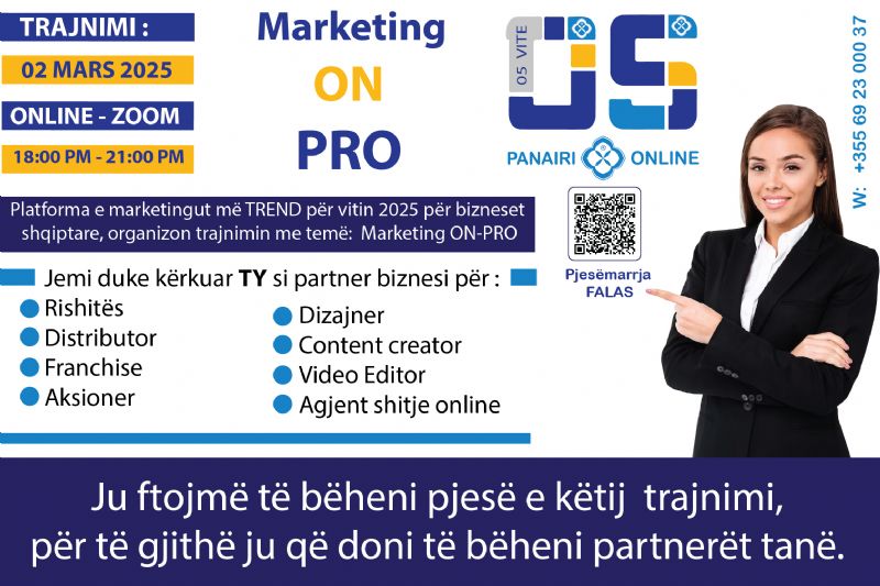 Me 2 Mars 2025, Trajnim me teme, Marketing ON-PRO 2025, marketingun onli...